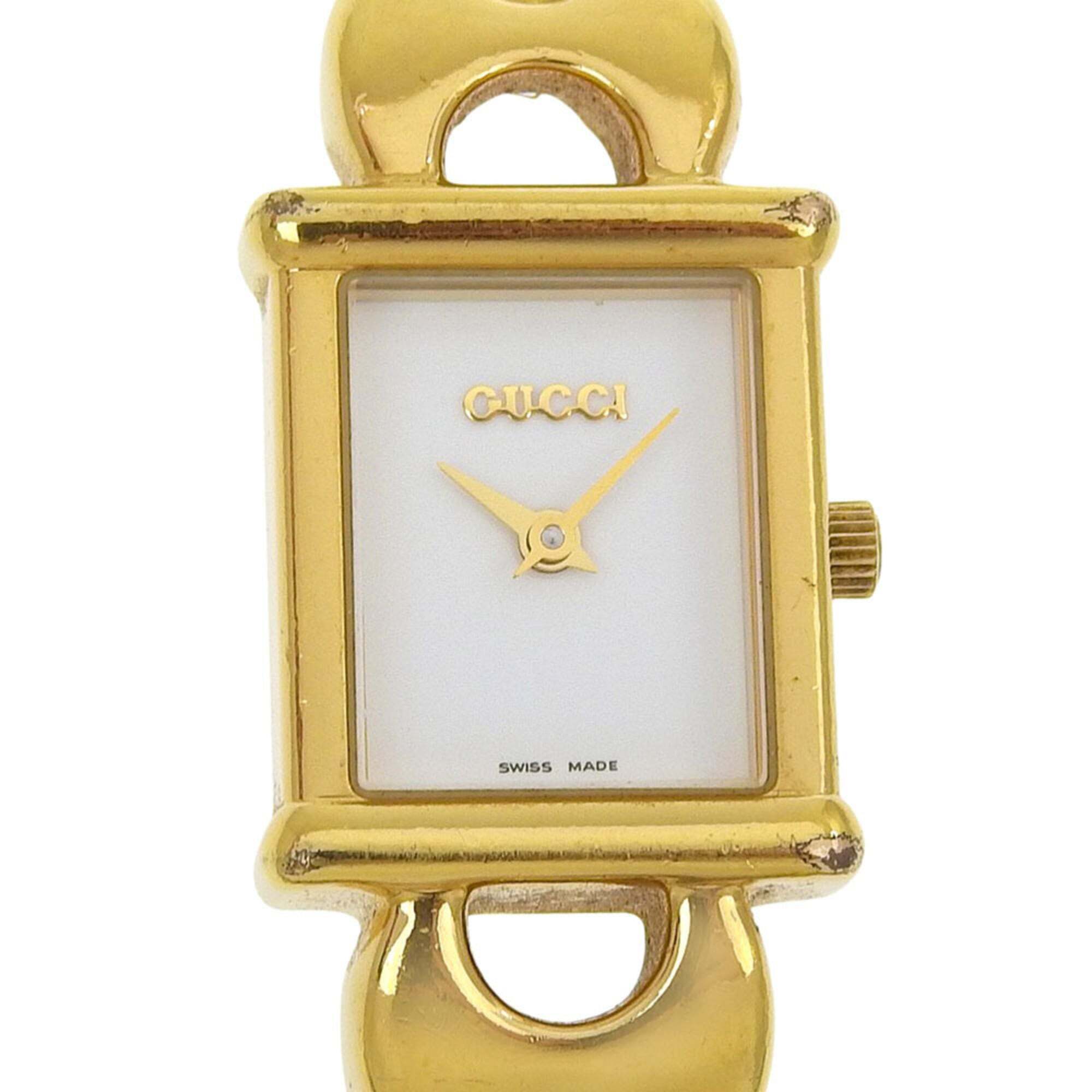 Gucci 1800l Women's Gold-Plated Quartz Analog Watch With White Dial